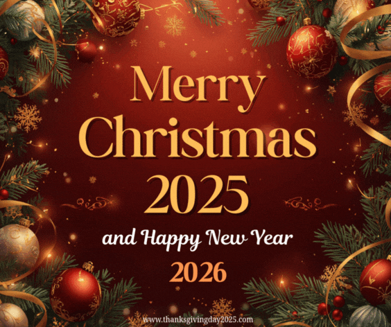 Merry Christmas 2025 and Happy New Year 2026 Animated GIF Images